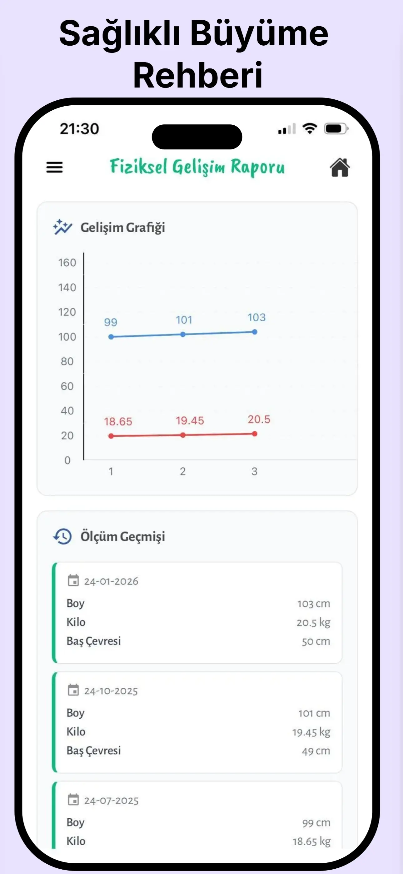 Sağlık ve Fiziksel Gelişim Takibi